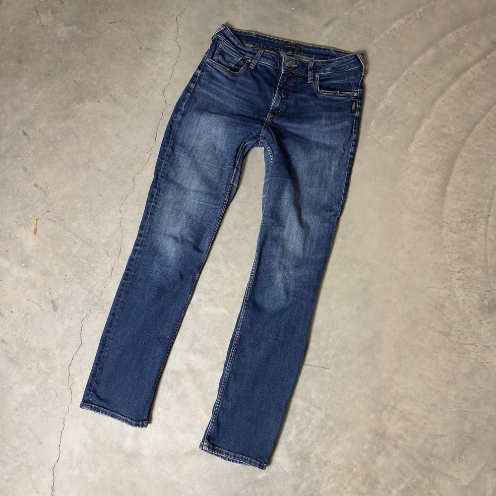 Silver Jeans Co Avery Straight Jeans Womens 31x33 Blue Denim Baggy Casual
